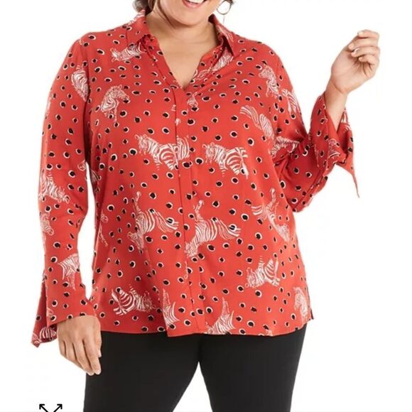 Estelle Plus Serengeti Printed Top ZEBRA Nwt  3x - Picture 1 of 12